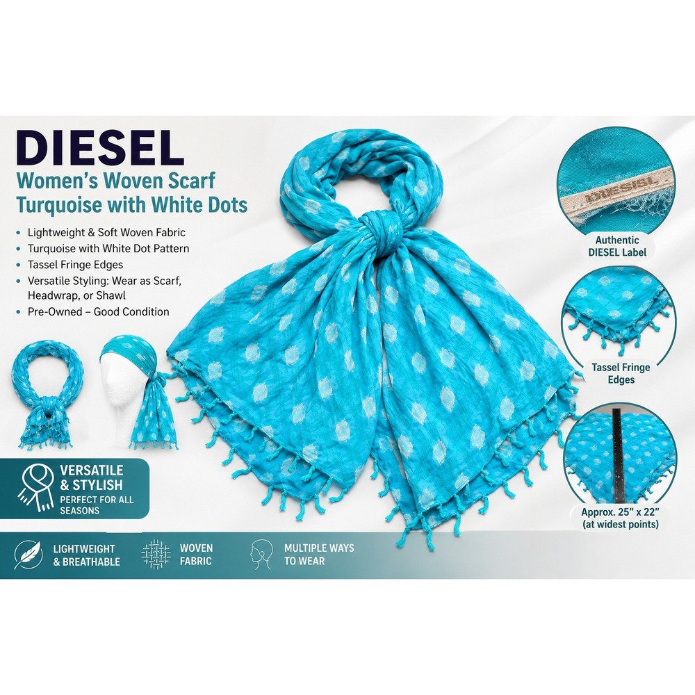 Turquoise Blue Polka Dot Triangular Scarf with Tassel Trim Boho Lightweight